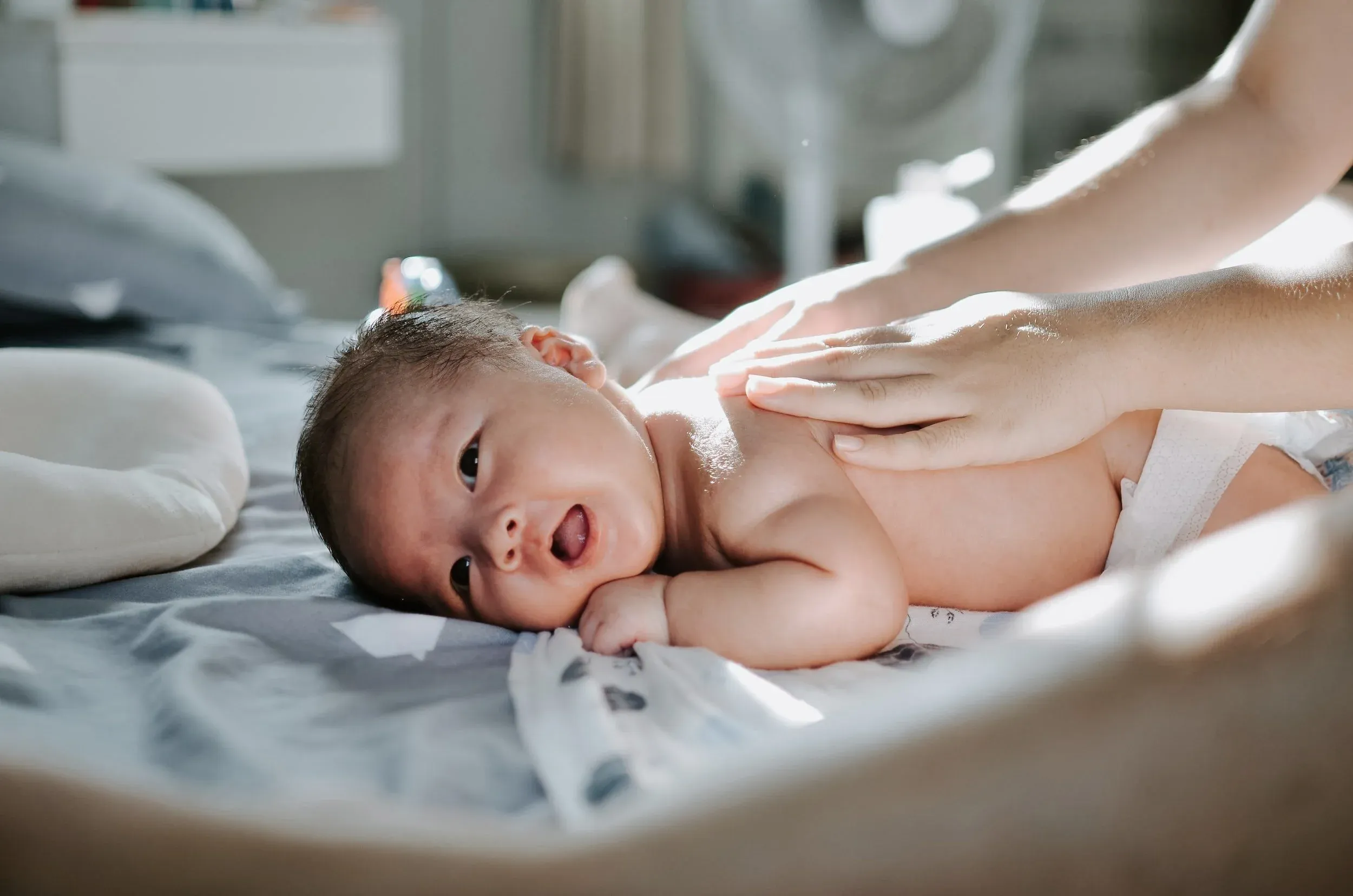 Doula providing labor support